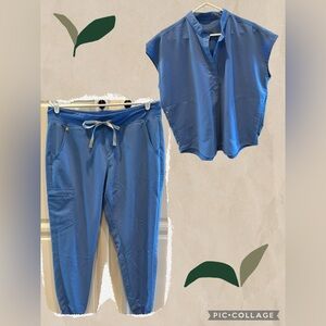 FIGS Ceil Blue Scrub Set- Women’s Large Top and Pant